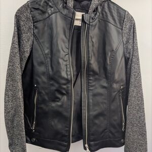 SO Kids Black and Gray Leather Jacket